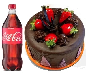 4-6 Kişilik Çikolatalı Pasta 1 Litre Cola